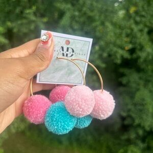 Hoop Pom Pom Earrings